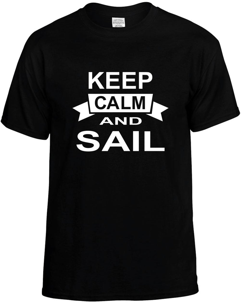 keep calm and sail mens funny t-shirt black