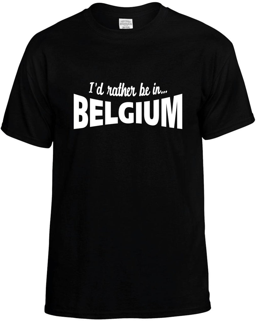 id rather be in belgium mens funny t-shirt black