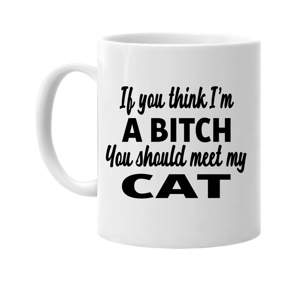 you think im a bitch you should meet my cat signature outlet novelty coffee cup mug graphic gift ideas gifts for the family mom dad