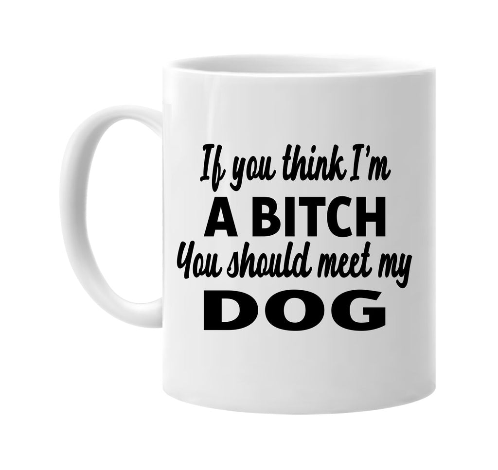 you think im a bitch you should meet my dog signature outlet novelty coffee cup mug graphic gift ideas gifts for the family mom dad