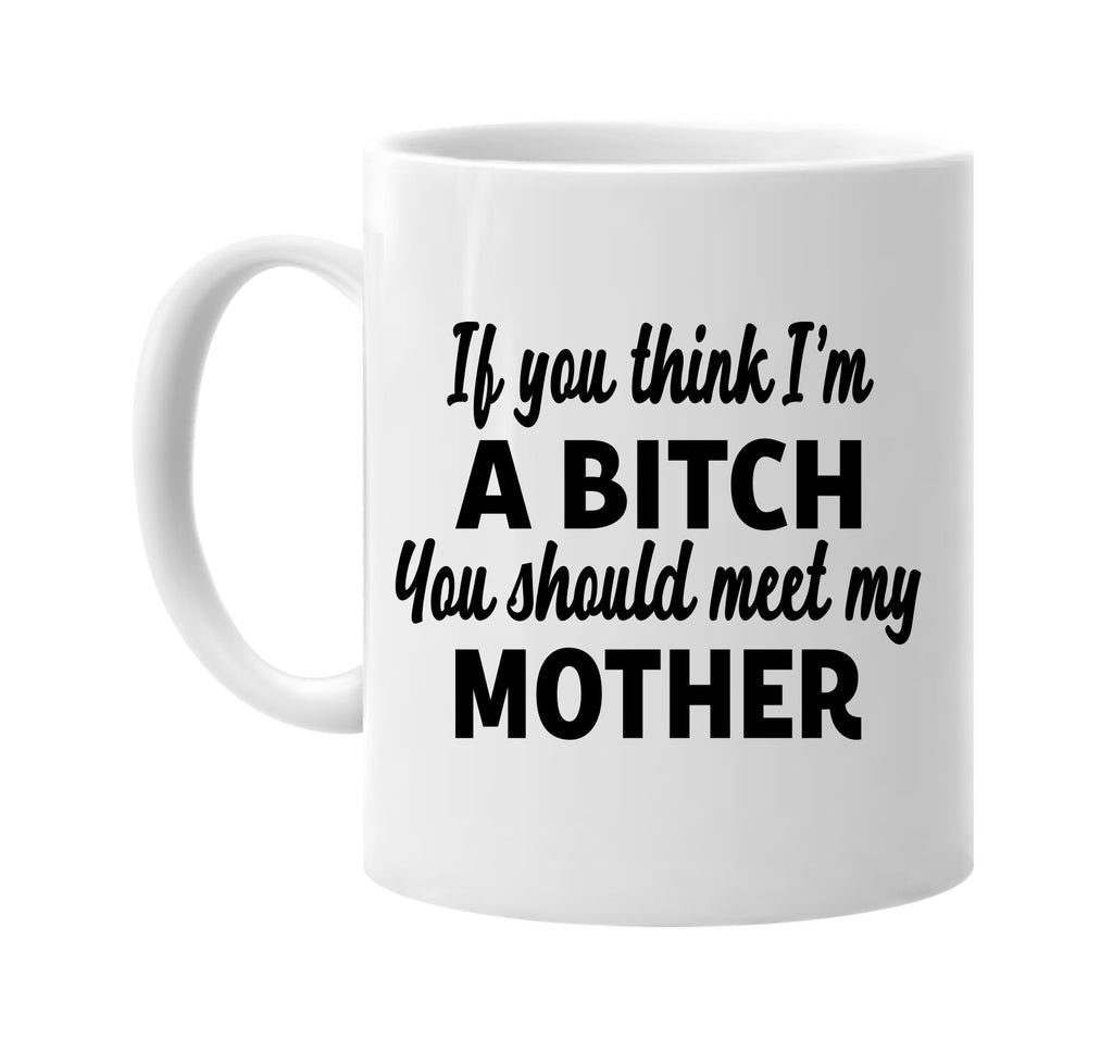 you think im a bitch meet my mother signature outlet novelty coffee cup mug graphic gift ideas gifts for the family mom dad