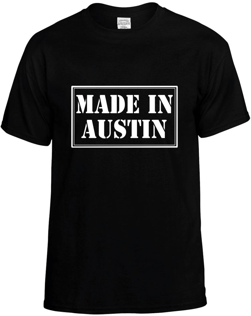 made in austin mens funny t-shirt black