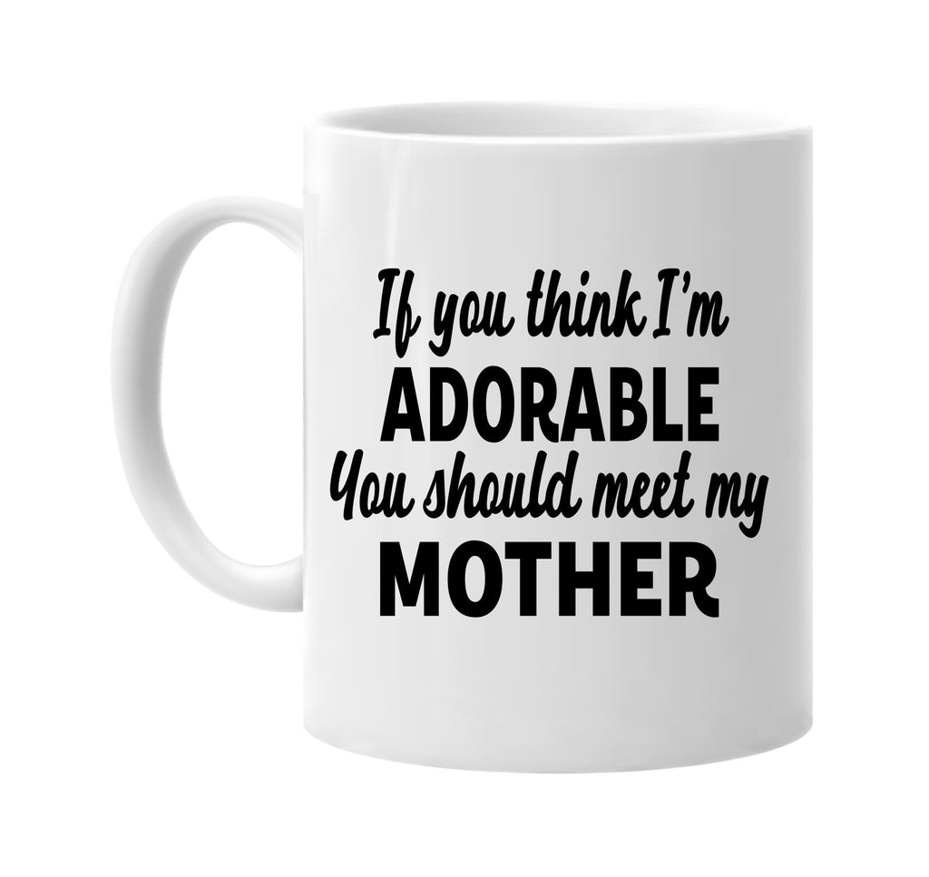 you think im adorable meet my mother signature outlet novelty coffee cup mug graphic gift ideas gifts for the family mom dad