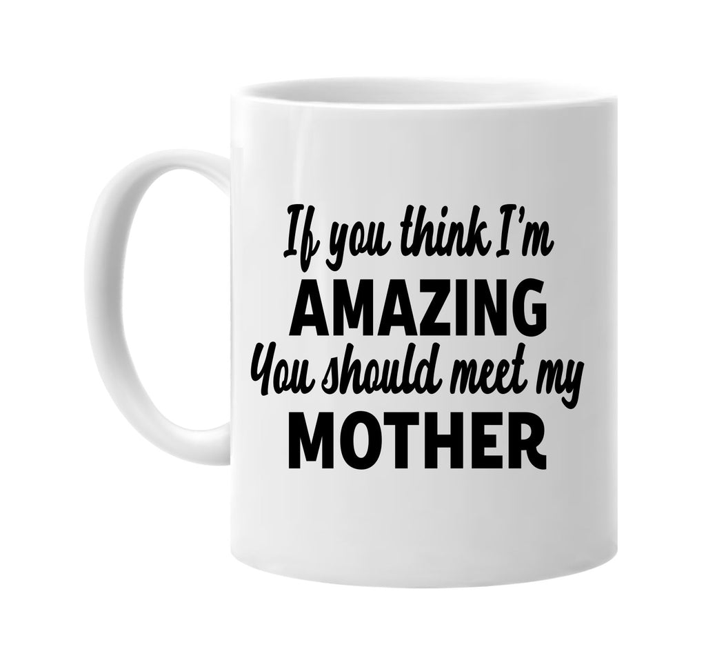 you think im amazing meet my mother signature outlet novelty coffee cup mug graphic gift ideas gifts for the family mom dad