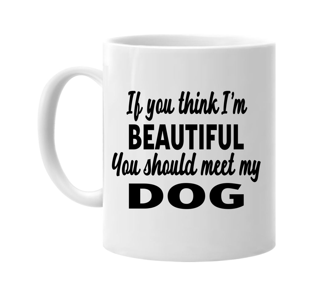 you think im beautiful you should meet my dog signature outlet novelty coffee cup mug graphic gift ideas gifts for the family mom dad