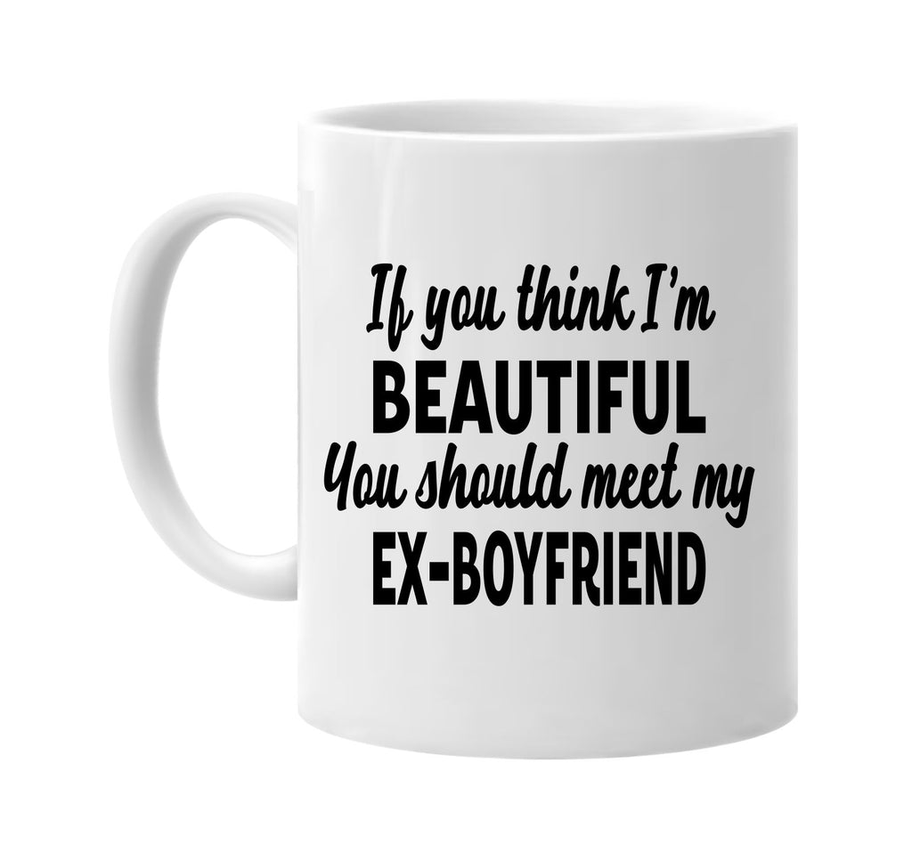 you think im beautiful meet my ex-boyfriend signature outlet novelty coffee cup mug graphic gift ideas gifts for the family mom dad