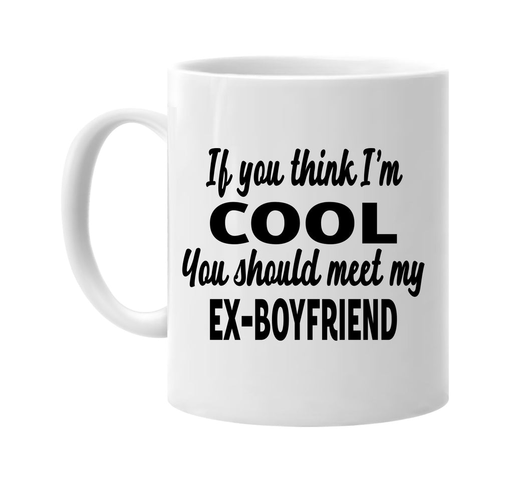 you think im cool meet my ex-boyfriend signature outlet novelty coffee cup mug graphic gift ideas gifts for the family mom dad