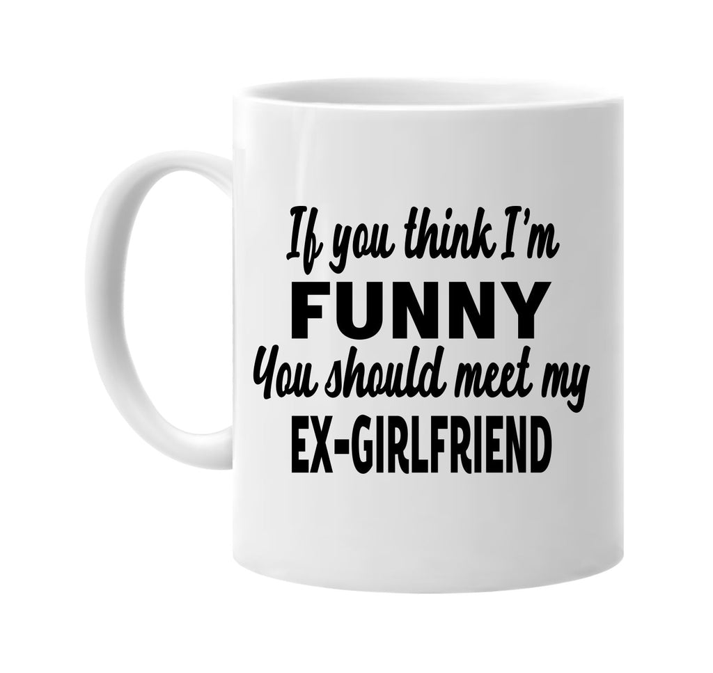 you think im funny meet my ex-girlfriend signature outlet novelty coffee cup mug graphic gift ideas gifts for the family mom dad