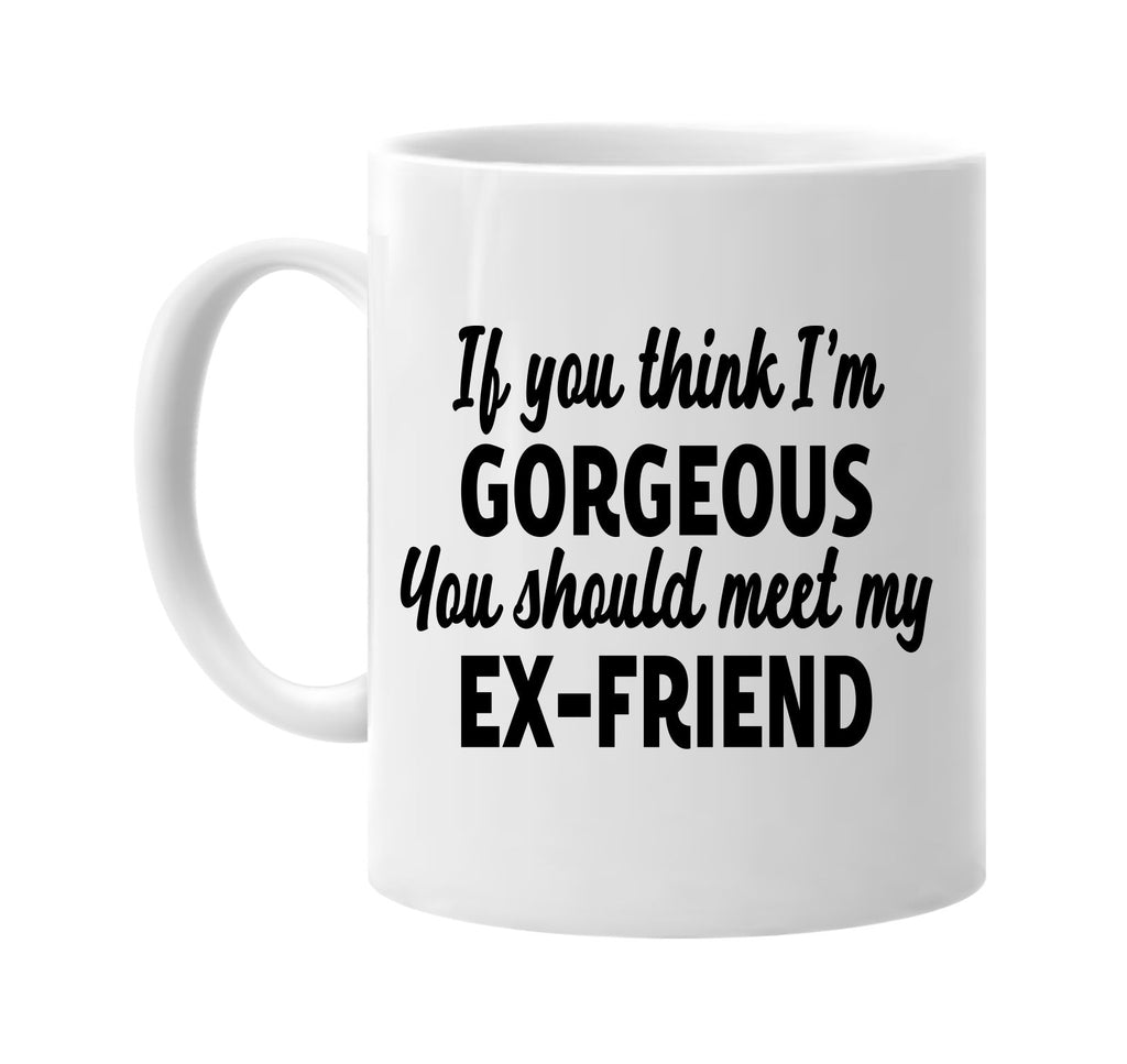 you think im gorgeous meet my ex-friend signature outlet novelty coffee cup mug graphic gift ideas gifts for the family mom dad