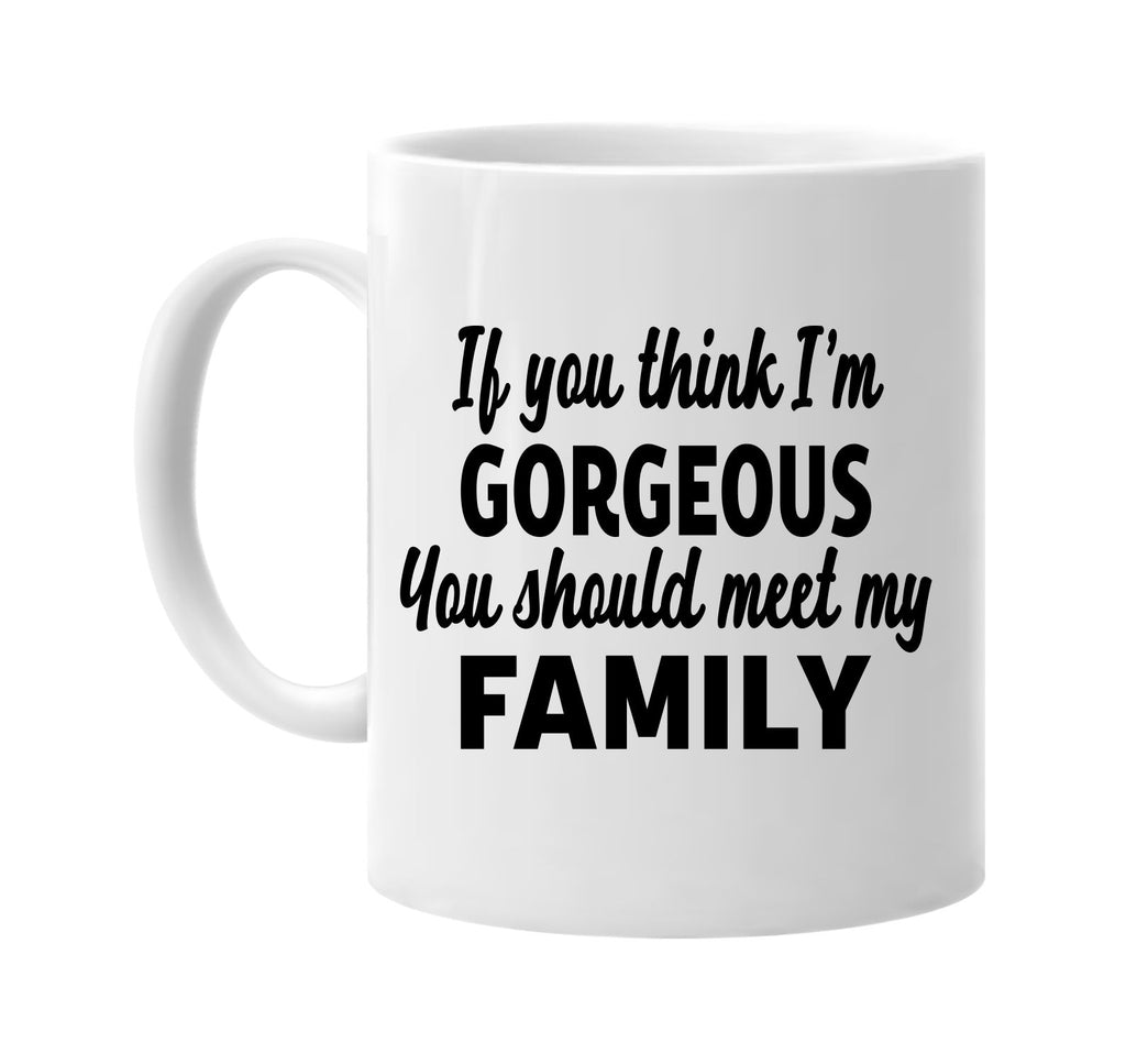 you think im gorgeous meet my family signature outlet novelty coffee cup mug graphic gift ideas gifts for the family mom dad