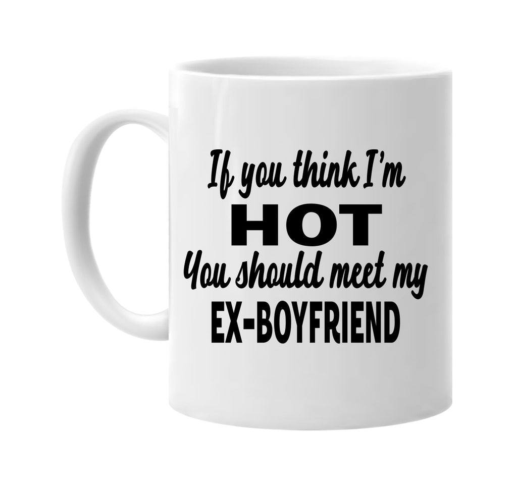 you think im hot meet my ex-boyfriend signature outlet novelty coffee cup mug graphic gift ideas gifts for the family mom dad