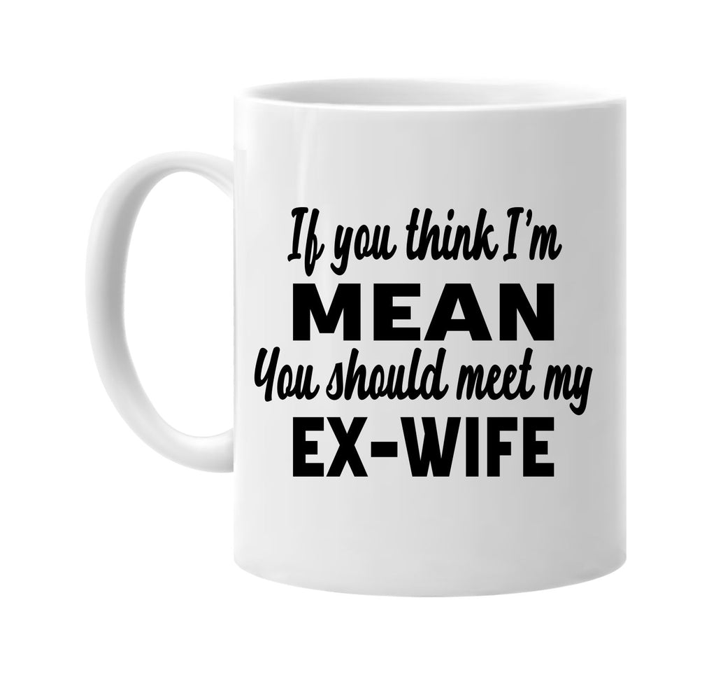 you think im mean you should meet my ex-wife signature outlet novelty coffee cup mug graphic gift ideas gifts for the family mom dad