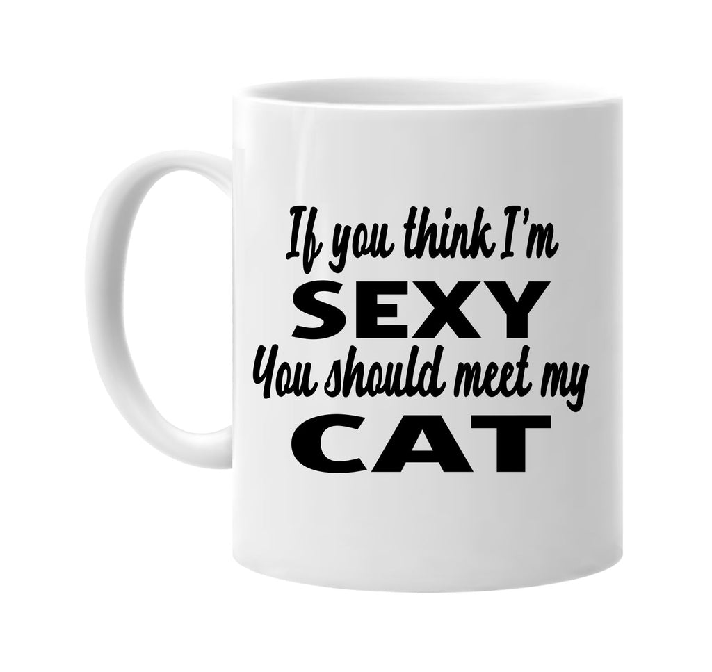 if you think im sexy you should meet my cat signature outlet novelty coffee cup mug graphic gift ideas gifts for the family mom dad