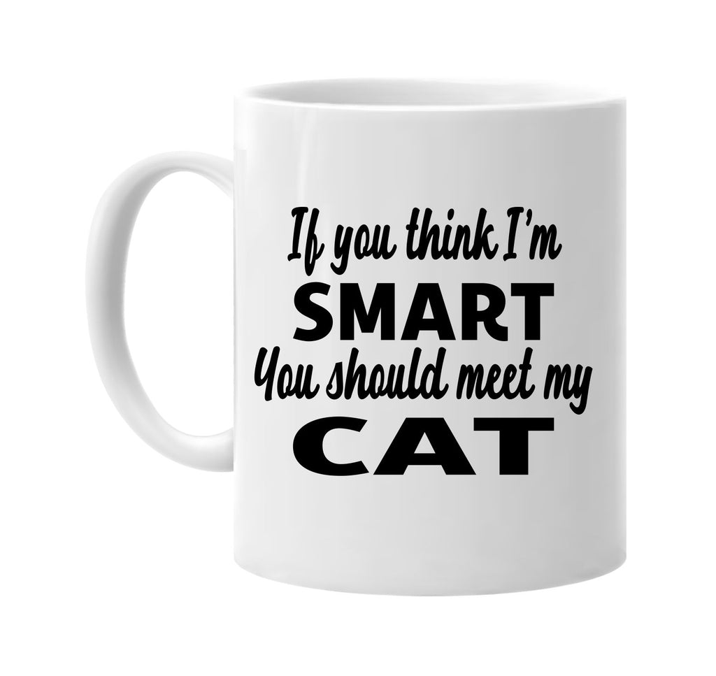 if you think im smart you should meet my cat signature outlet novelty coffee cup mug graphic gift ideas gifts for the family mom dad