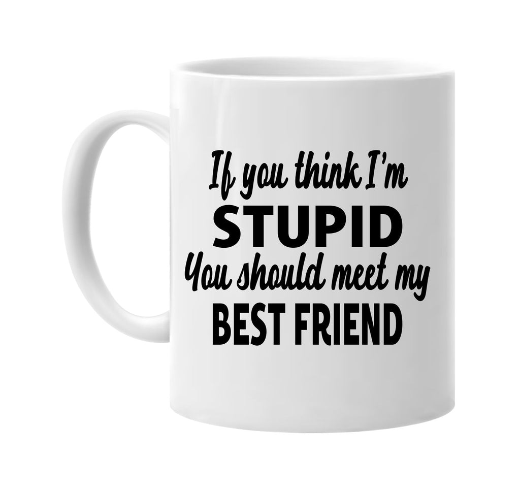 you think im stupid meet my best friend signature outlet novelty coffee cup mug graphic gift ideas gifts for the family mom dad