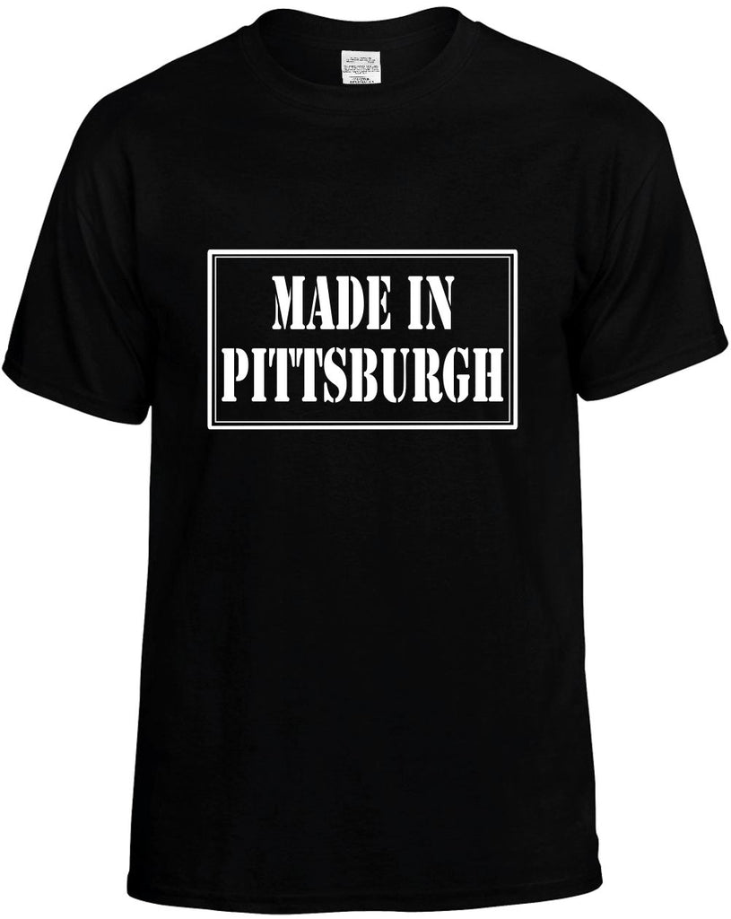 made in pittsburgh mens funny t-shirt black