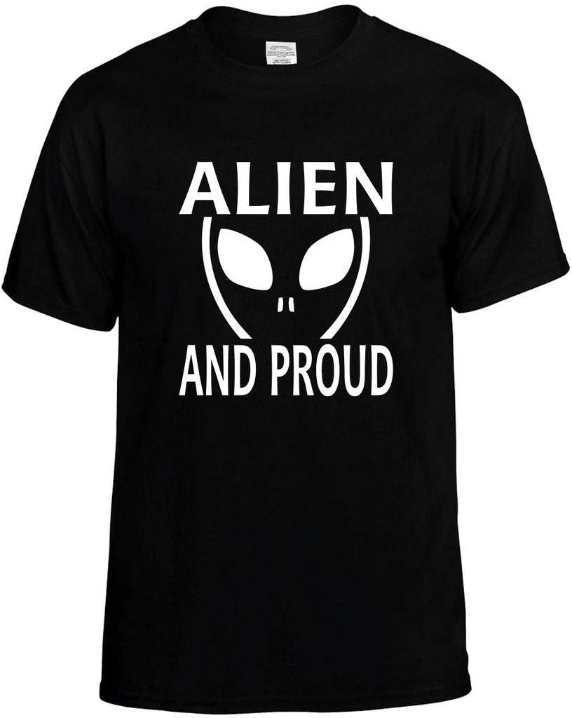 alien and proud alien ufo outer space et mens funny t-shirt black