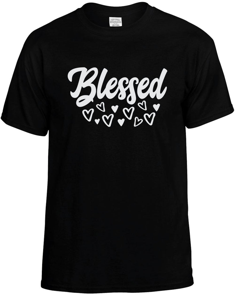 blessed w lots of hearts mens funny t-shirt black