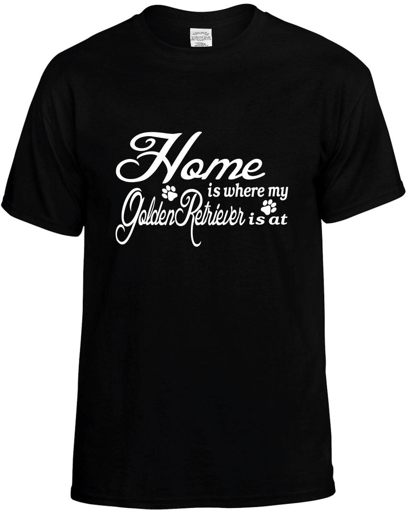 home is where my golden retriever mens funny t-shirt black