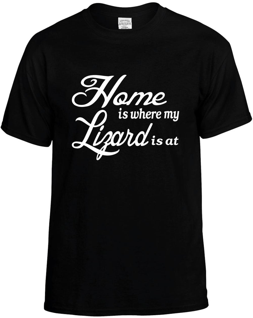 home is where my lizard is at mens funny t-shirt black