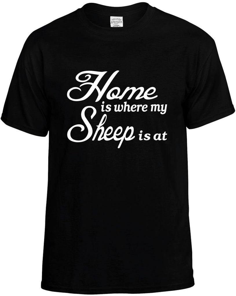 home is where my sheep is at mens funny t-shirt black