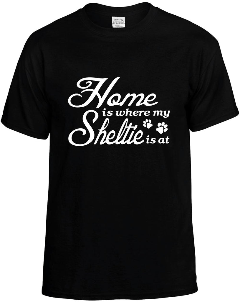 home is where my sheltie is at mens funny t-shirt black