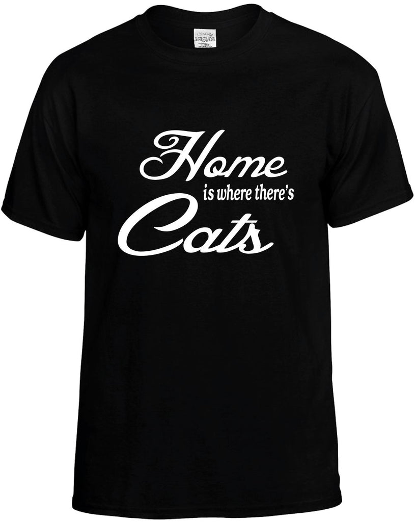 home is where theres cats mens funny t-shirt black