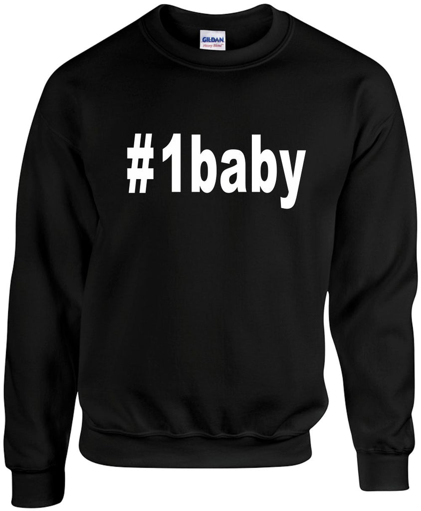 1 baby hashtag unisex crewneck sweatshirt black signature outlet novelty 