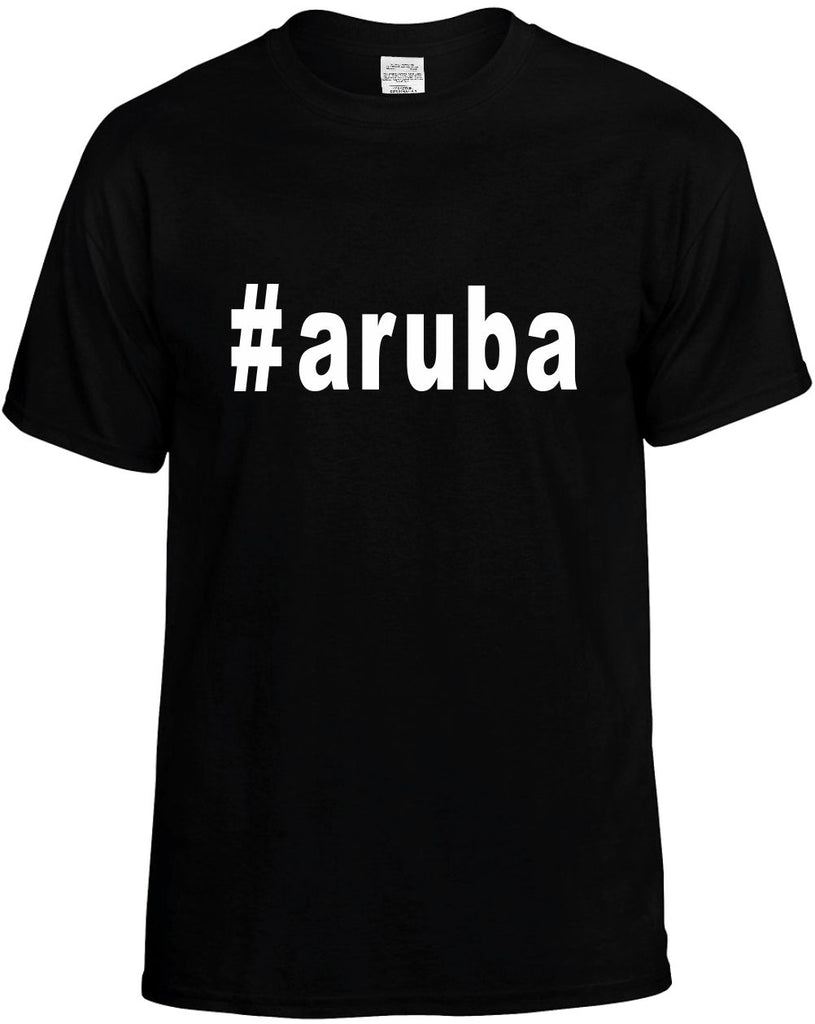 #aruba hashtag tee shirt mens funny t-shirt black