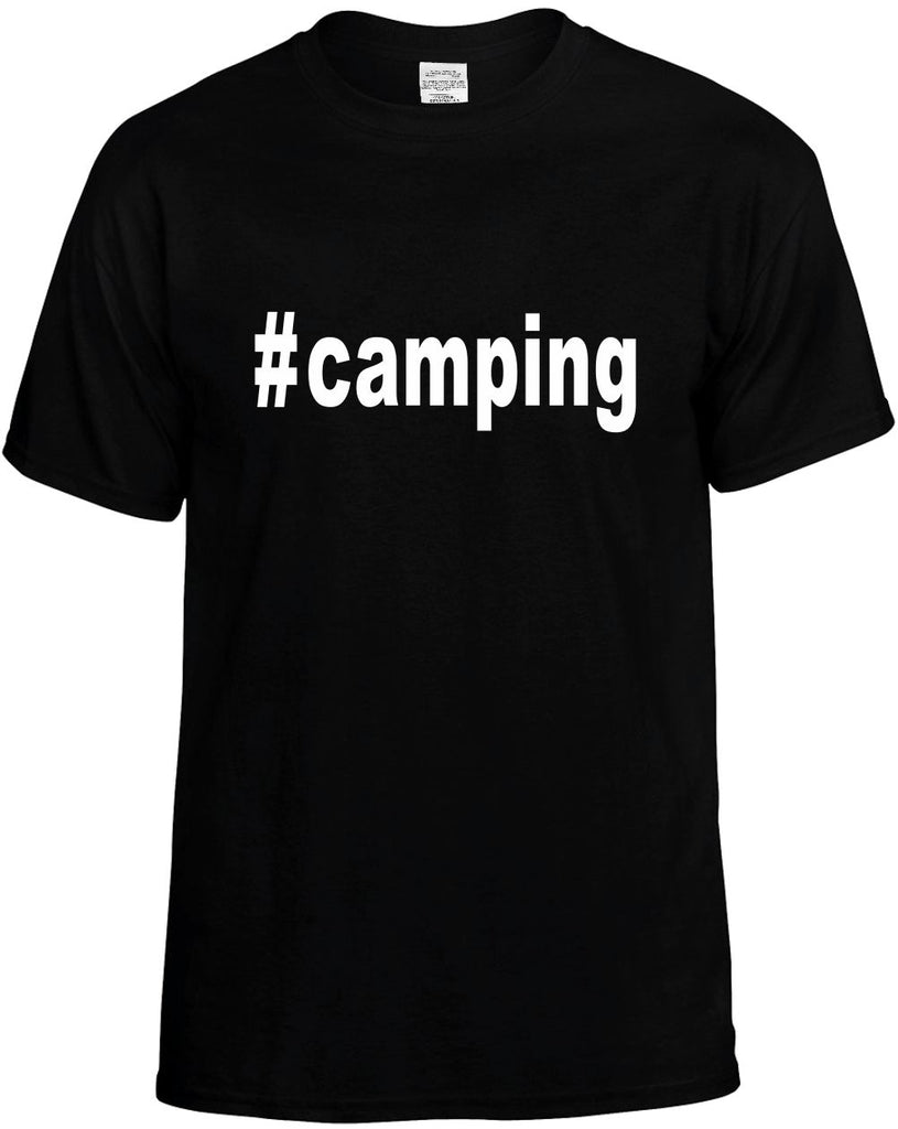 #camping hashtag tee shirt mens funny t-shirt black