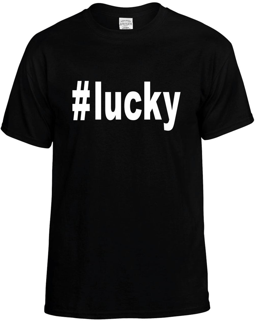 #lucky hashtag tee shirt mens funny t-shirt black