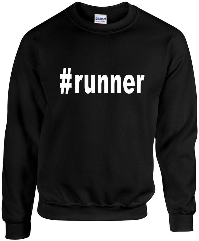 runner hashtag unisex crewneck sweatshirt black signature outlet novelty 