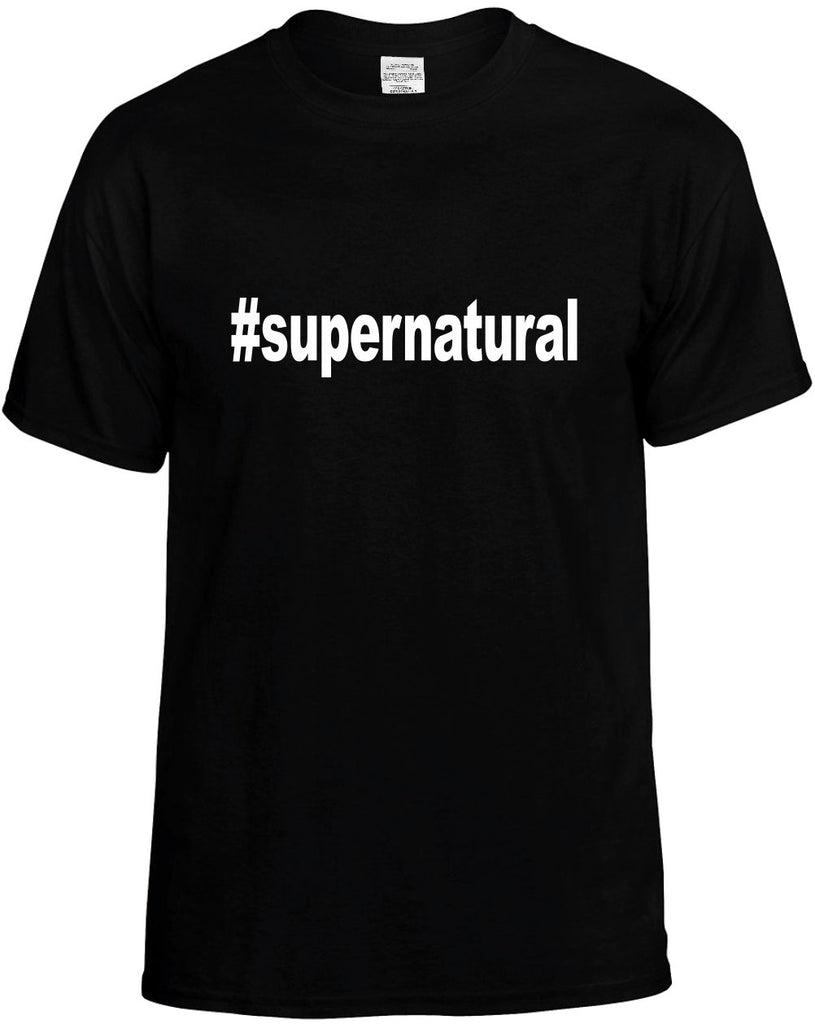 #supernatural hashtag tee shirt mens funny t-shirt black