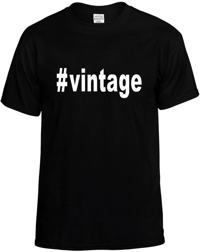 #vintage hashtag tee shirt mens funny t-shirt black