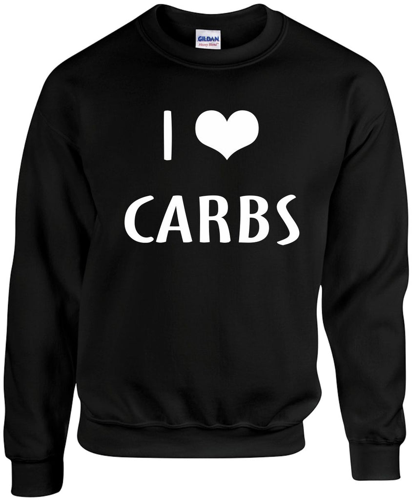 i love heart carbs unisex crewneck sweatshirt black signature outlet novelty 