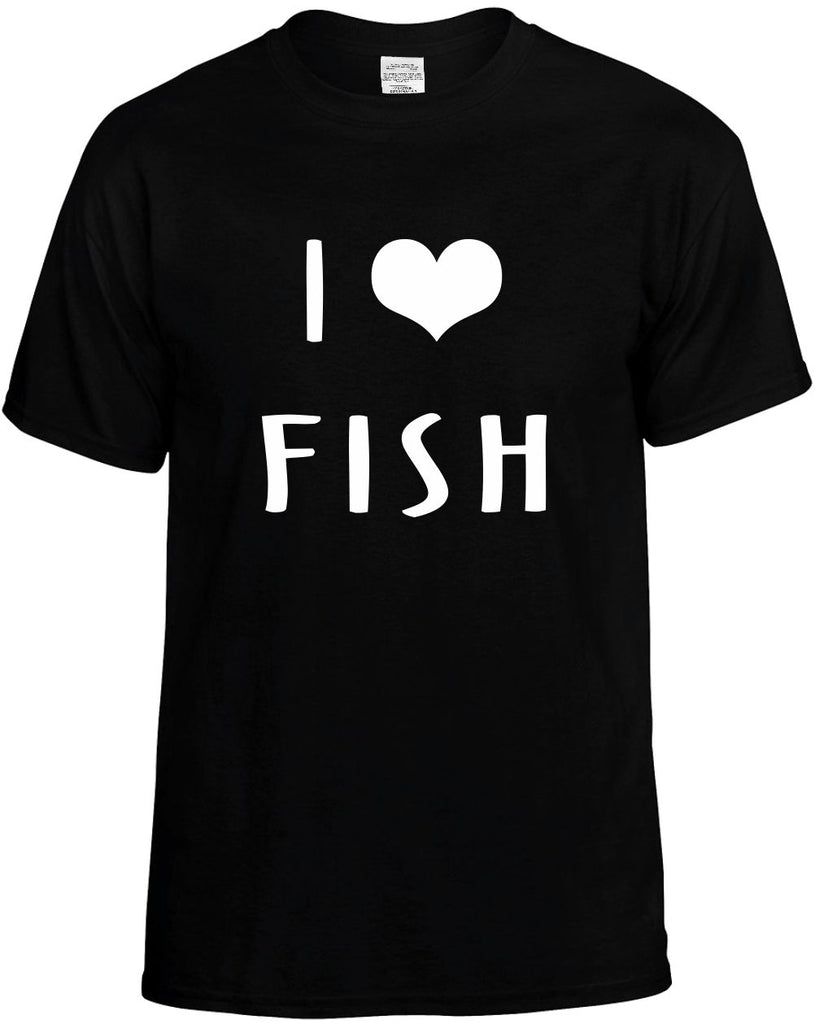 i love heart fish mens funny t-shirt black