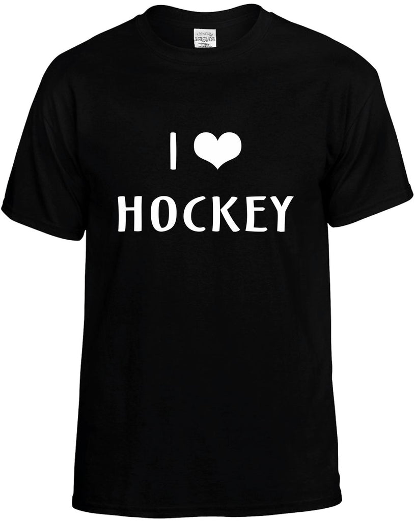 i love heart hockey mens funny t-shirt black