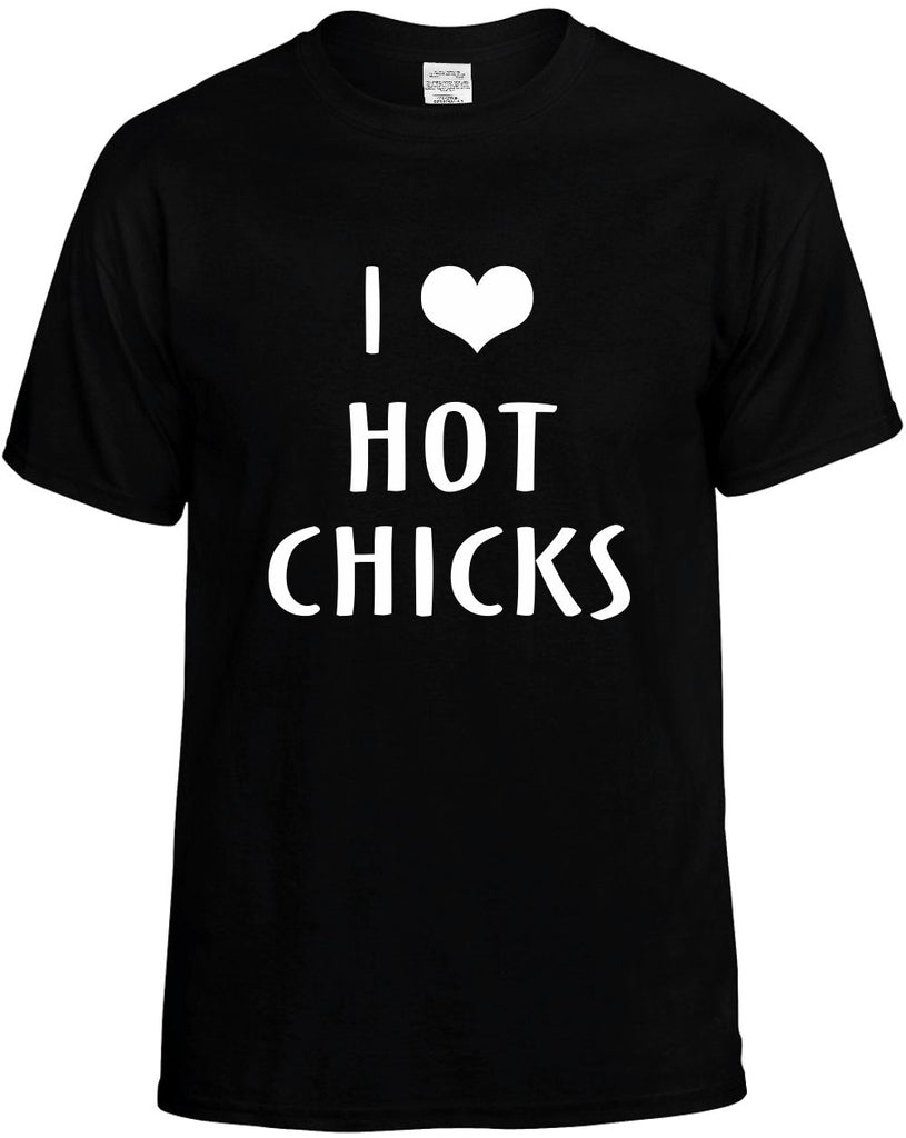 i love heart hot chicks mens funny t-shirt black