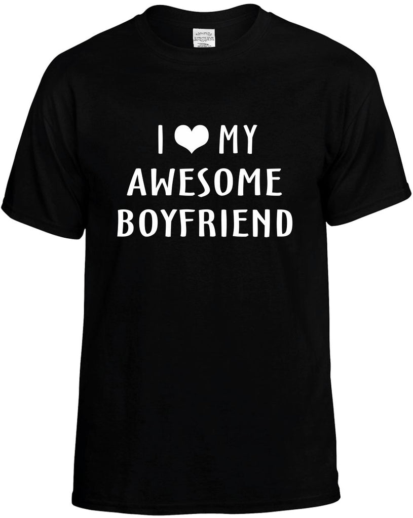 i love heart my awesome boyfriend mens funny t-shirt black