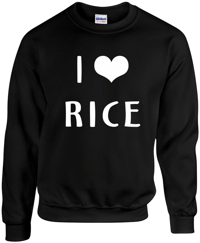 i love heart rice unisex crewneck sweatshirt black signature outlet novelty 