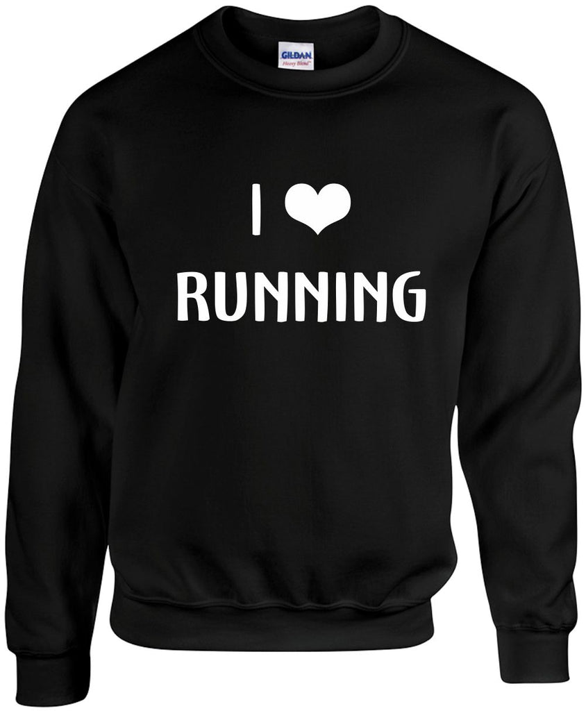 i love heart running unisex crewneck sweatshirt black signature outlet novelty 