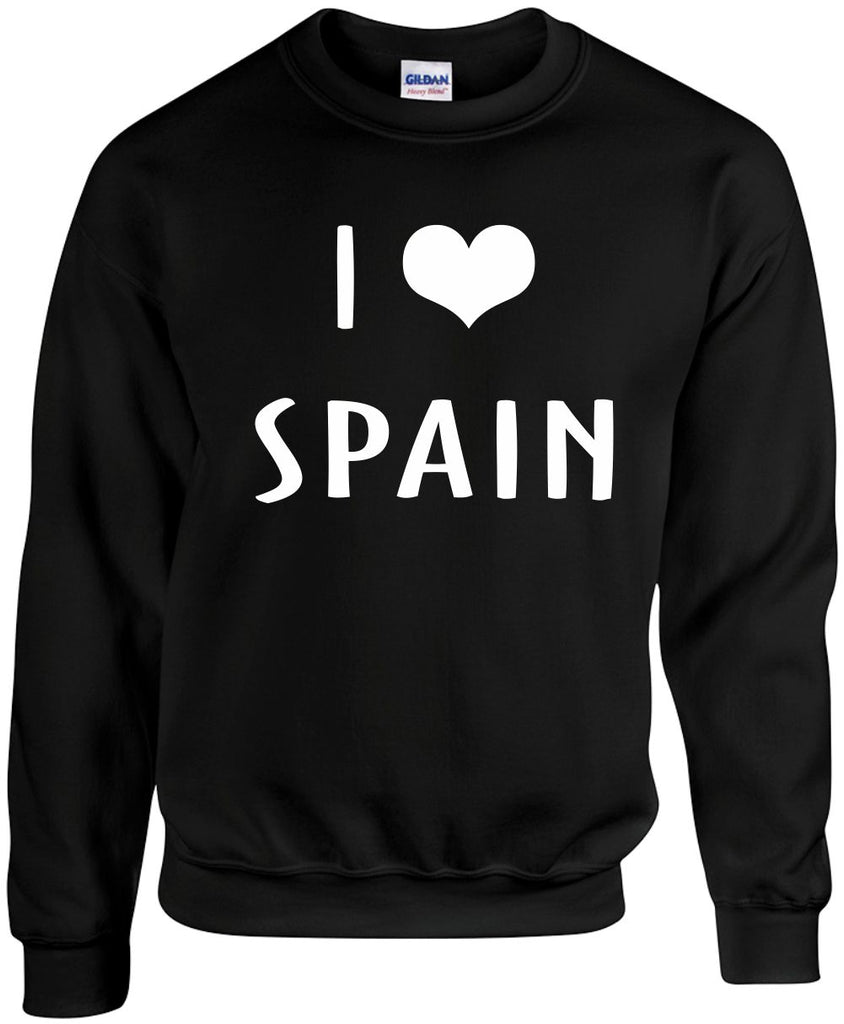 i love heart spain unisex crewneck sweatshirt black signature outlet novelty 