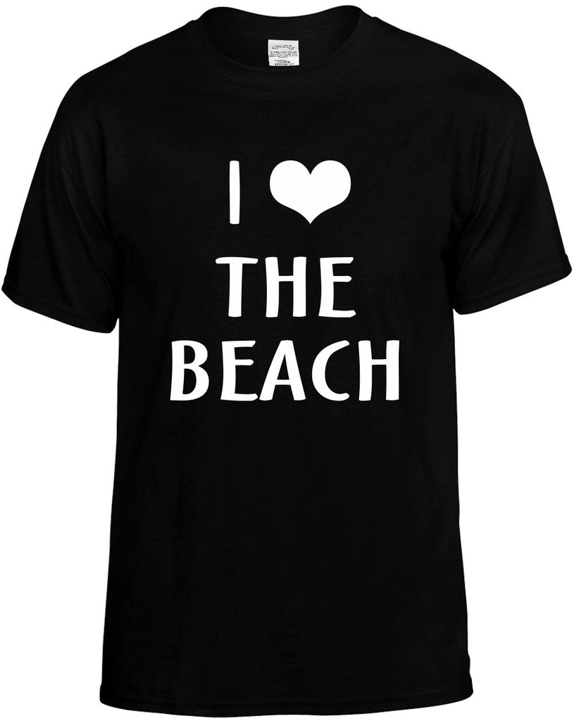 i love heart the beach mens funny t-shirt black