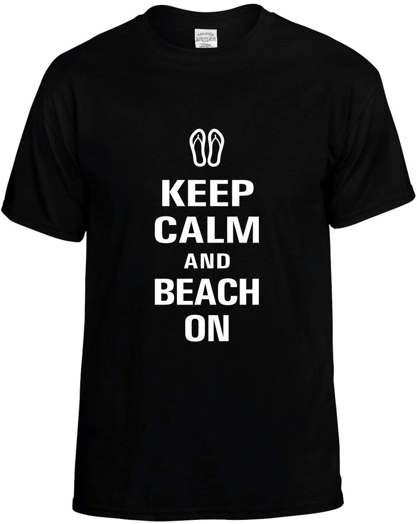 keep calm and beach on mens funny t-shirt black