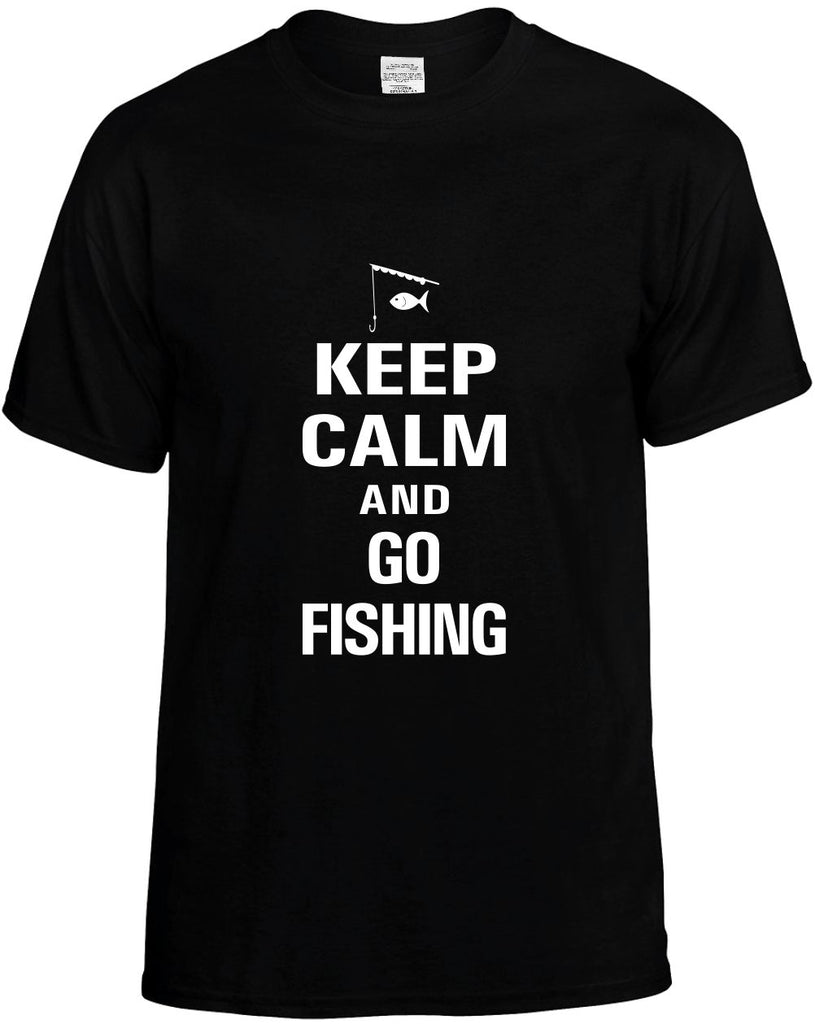 keep calm and go fishing mens funny t-shirt black