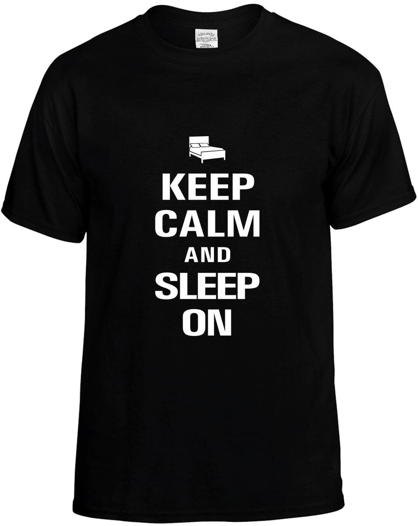 keep calm and sleep on mens funny t-shirt black