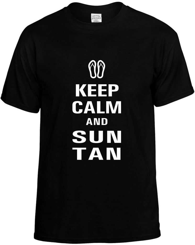 keep calm and sun tan mens funny t-shirt black