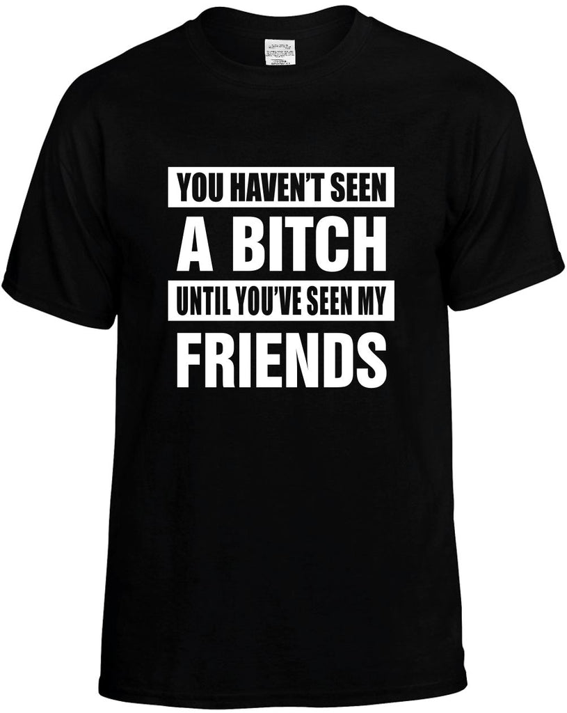 havent seen a bitch my friends mens funny t-shirt black