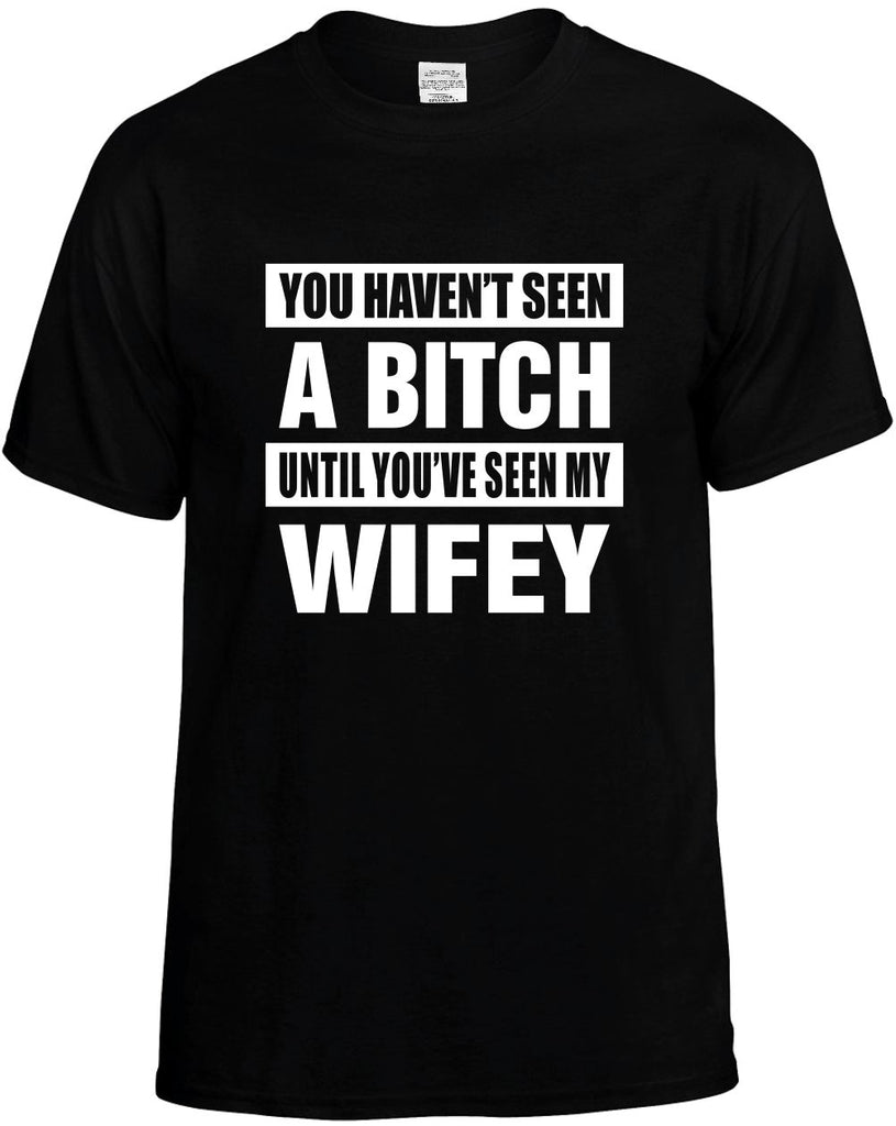 havent seen a bitch seen my wifey mens funny t-shirt black