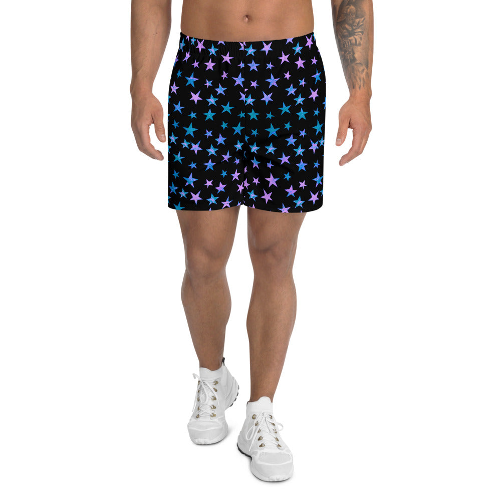 Multi Colored Astrology Stars Men's Athletic Long Shorts by Signature Outlet